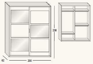 esquema Armario Zoe 200cm