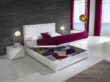 Cama Abatible LD Alma - Cama con canapé abatible tapizada en polipiel, tela o terciopelo,  disponible en varios tamaños y colores.