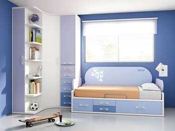 Dormitorio Juvenil 319 - Cama, armario y respaldo personalizado juvenil