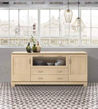 Aparador 200x88,5cm. - Aparador de salón-comedor de 2 cajones, 1 puerta abatible y 2 puertas batientes