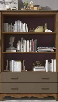 Librero Bajo 158,5x100cm.2Cj - Librero bajo de salón-comedor con 2 estantes y 2 cajones. 100 cm. de anchura