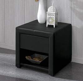 Mesita Tapizada LD M-105 Negra - Mesita de noche tapizada en polipiel color negro, con un cajón + un hueco