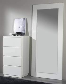 Espejo Blanco LD E-77 - Espejo alto rectangular, con marco lacado en color blanco satinado