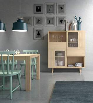 Módulo Aparador salón 2 puertas - Módulo de salón para colgar o con base a suelo. 2 puertas + 2 cajones + 2 huecos.  En madera de pino macizo