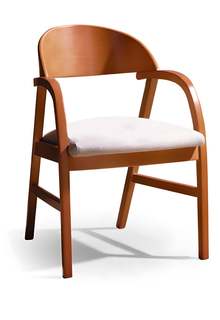 Butaca c/Brazos Haya - Butaca-sillón de comedor con brazos, de madera de haya maciza. Asiento acolchado tapizado. Disponible en varios colores.