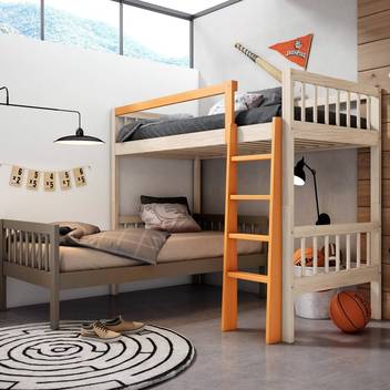 Litera Coral Palillos Conv - Litera Corál convertible, con cabeceros y pieceros de palillos. De madera de pino pintada en una gran variedad de colores.