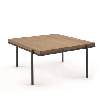 Mesa Centro Zoe Pata Met. - Mesa de centro cuadrada, con estructura y patas metálicas color negro. Tablero de madera o chapado en varios colores.