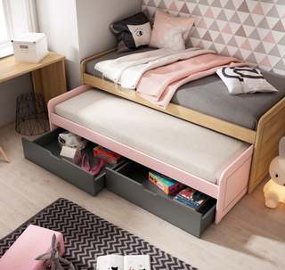 Cama Compacto Teide - Cama Compacto de madera maciza, con cama superior e inferior de 90 cm y dos cajones de 98 cm