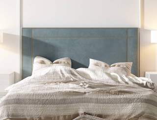Cabezal Vilna Tapizado - Cabecero a suelo para cama de matrimonio, tapizado en tela, polipiel o terciopelo. Con opción de bañera de madera maciza.