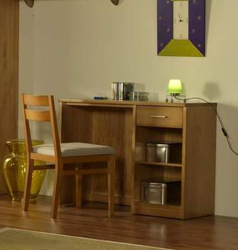 Escritorio Coral 1 Cajón - Mesa de escritorio con 1 cajón, de madera de pino maciza de 100 o 125 cm.