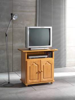 Mesa TV Provenzal - Mesa de televisión de 2 puertas y 1 hueco, de madera de pino maciza