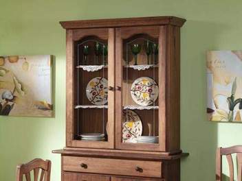 Vitrina Provenzal 2 Puertas - Vitrina estilo provenzal de madera maciza, con dos puertas de cristal