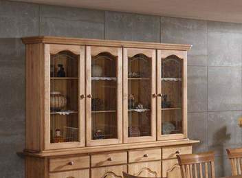 Vitrina Provenzal 4 Puertas - Vitrina estilo provenzal de madera maciza, con cuatro puertas de cristal