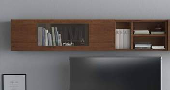 Módulo alto 180 pta. Cristal - Módulo alto de salón 180 cm., en madera de pino con una puerta con cristal y 3 huecos