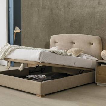 Cama Abatible LD Bergen - Cama con canapé abatible tapizado en polipiel, tela o terciopelo, para cama de 150, 160 o 180 cm. Disponible en varios colores.