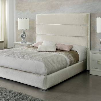 Cama Fija LD Claudia - Cama de matrimonio con bañera fija, tapizada en polipiel, tela o terciopelo. Disponible en varios tamaños y colores.