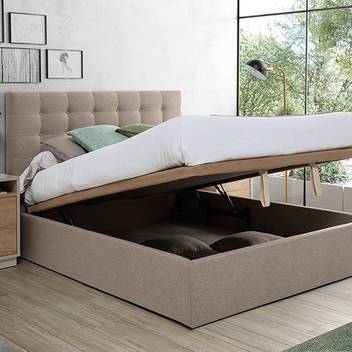 Cama Abatible LD Eva - Cama con canapé abatible tapizada en polipiel, tela o terciopelo. Disponible en varios tamaños y colores.