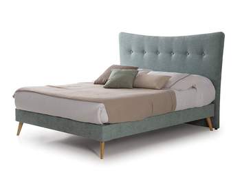 Cama Fija LD Malmo - Cama de matrimonio con canapé fijo, tapizada en polipiel, tela o terciopelo. Disponible en varios tamaños y colores.