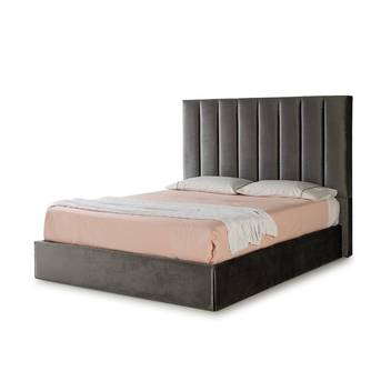 Cama Fija LD Mikonos - Cama de matrimonio con canapé fijo, tapizada en polipiel, tela o terciopelo. Disponible en varios tamaños y colores.