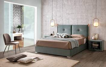 Cama Fija LD Oslo - Cama de matrimonio con canapé fijo, tapizada en polipiel, tela o terciopelo. Disponible en varios tamaños y colores.