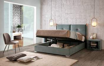 Cama Abatible LD Oslo - Cama de matrimonio con canapé abatible, tapizada en polipiel, tela o terciopelo. Disponible en varios tamaños y colores.