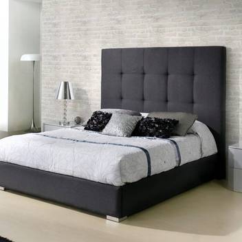 Cama Fija LD Patricia - Cama de matrimonio con bañera fija tapizada en polipiel, tela o terciopelo. Disponible en varios tamaños y colores.