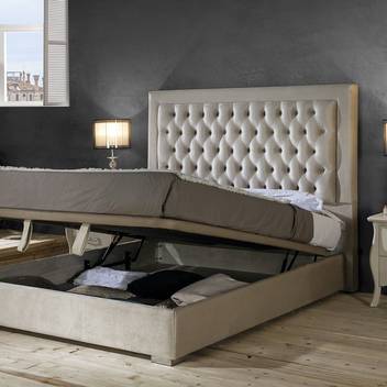 Cama Abatible LD Viena - Cama de matrimonio con canapé abatible, tapizada en polipiel, tela o terciopelo. Disponible en varios tamaños y colores.