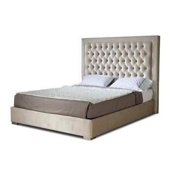 Cama Fija LD Viena - Cama de matrimonio con canapé fijo, tapizada en polipiel, tela o terciopelo. Disponible en varios tamaños y colores.