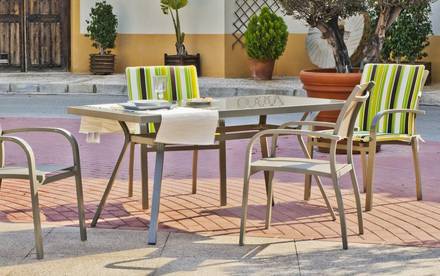 Mesa 140 Acero Cordoba de Hevea · Jardín/Terraza Acero