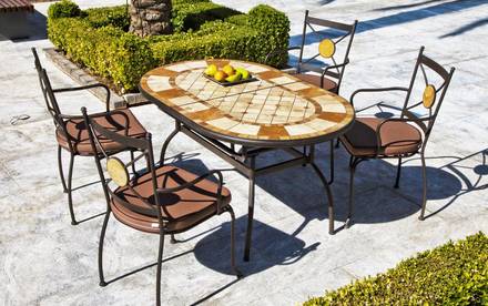 logo probabilidad delicadeza Muebles de jardín de forja y/o mesa tablero mosaico | Compra Online