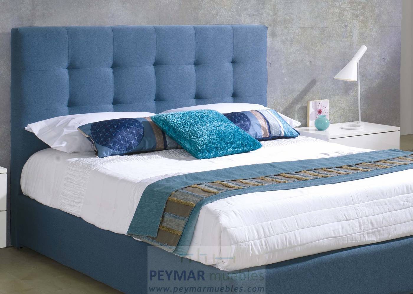 Cama Fija LD Belén - Cama con bañera fija tapizada en polipiel, tela o terciopelo,  disponible en varios tamaños y colores.