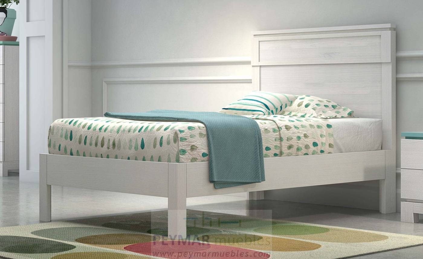 Cama Vega Plafón - Cama juvenil o de matrimonio con cabecero y bañera de madera maciza