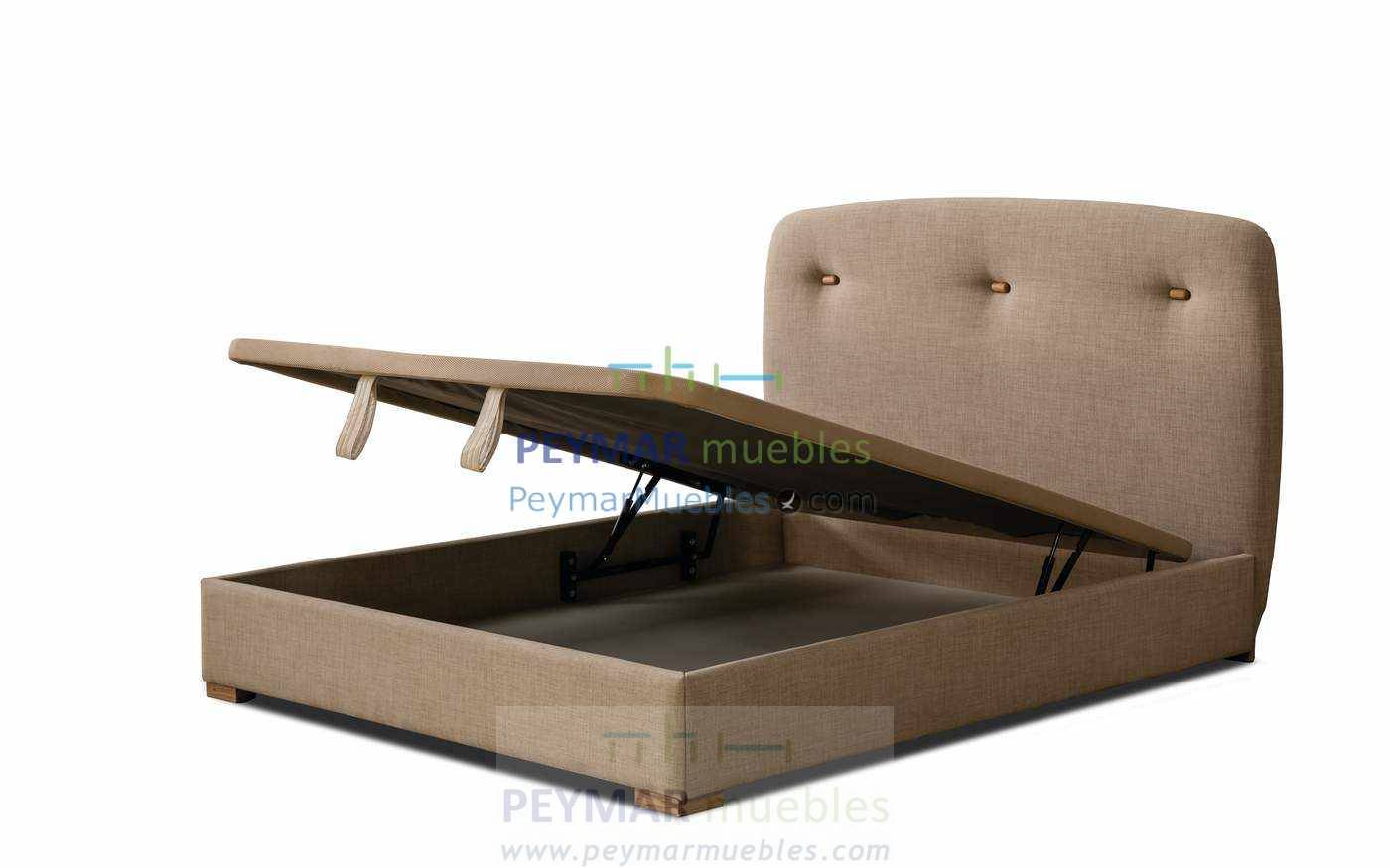 Cama Abatible LD Bergen - Cama con canapé abatible tapizado en polipiel, tela o terciopelo, para cama de 150, 160 o 180 cm. Disponible en varios colores.