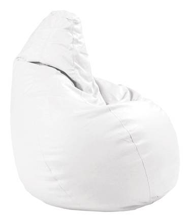 Pouf pera para dormitorio, tapizado en polipiel de alta calidad color blanco