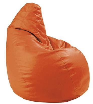 Pouf pera para habitación juvenil, tapizado en polipiel de alta calidad color naranja
