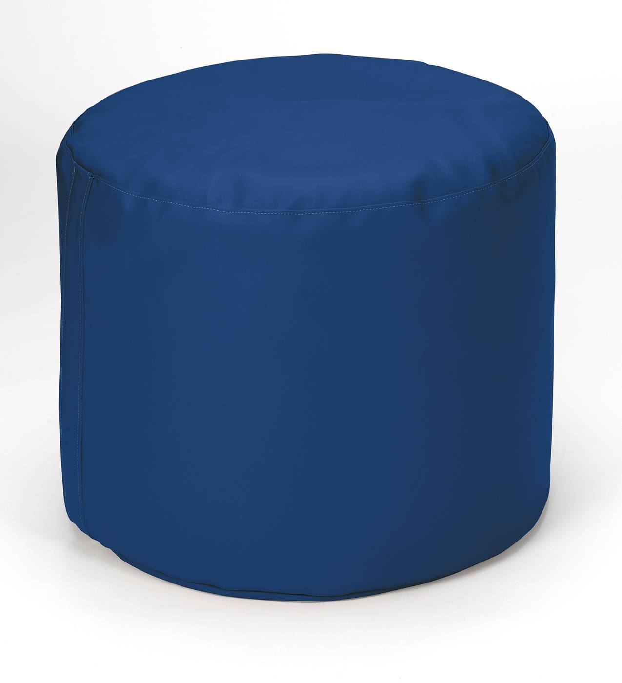 Pouf redondo para habitación juvenil, tapizado en polipiel de alta calidad color azul
