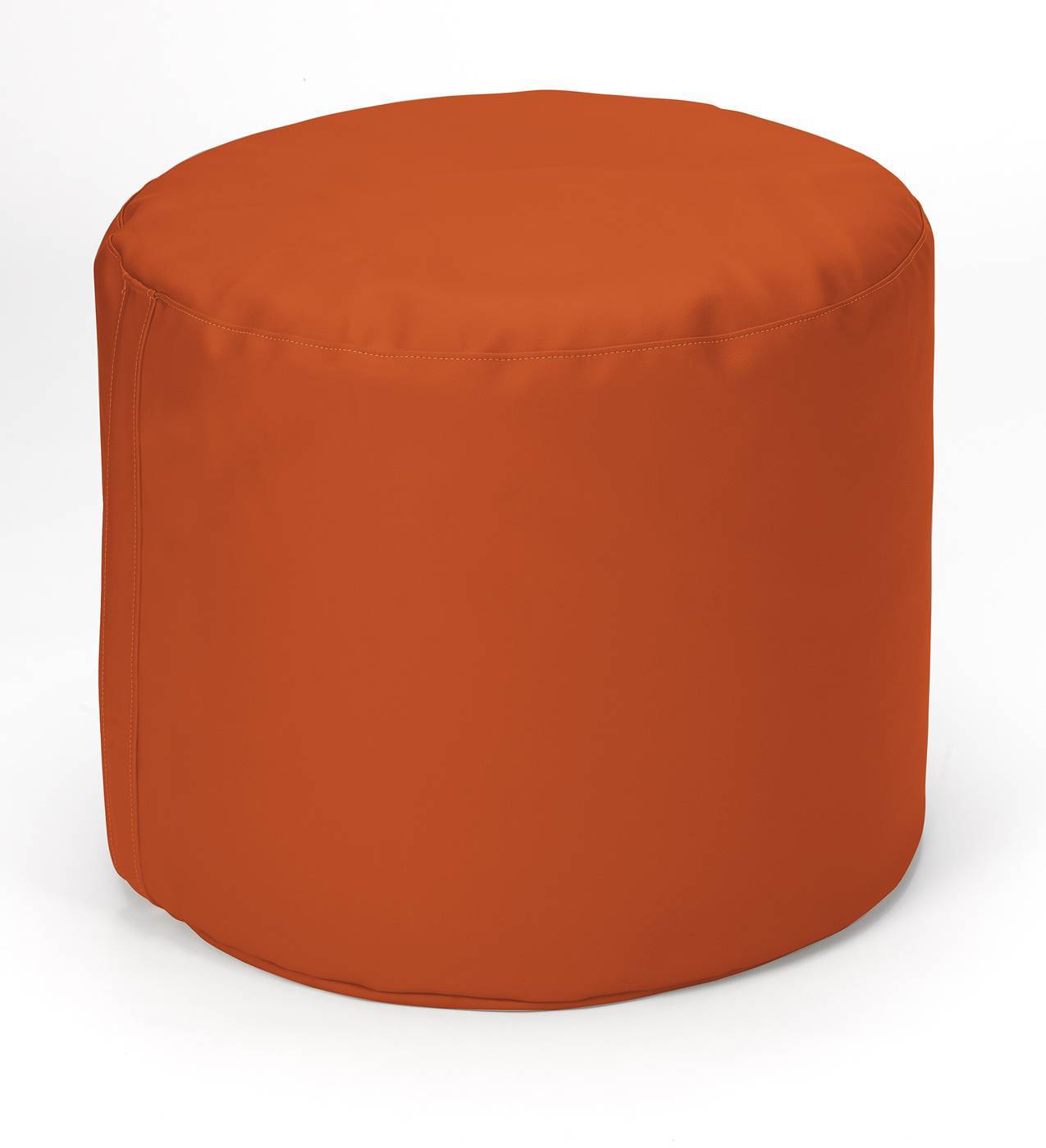Pouf redondo para habitación juvenil, tapizado en polipiel de alta calidad color naranja