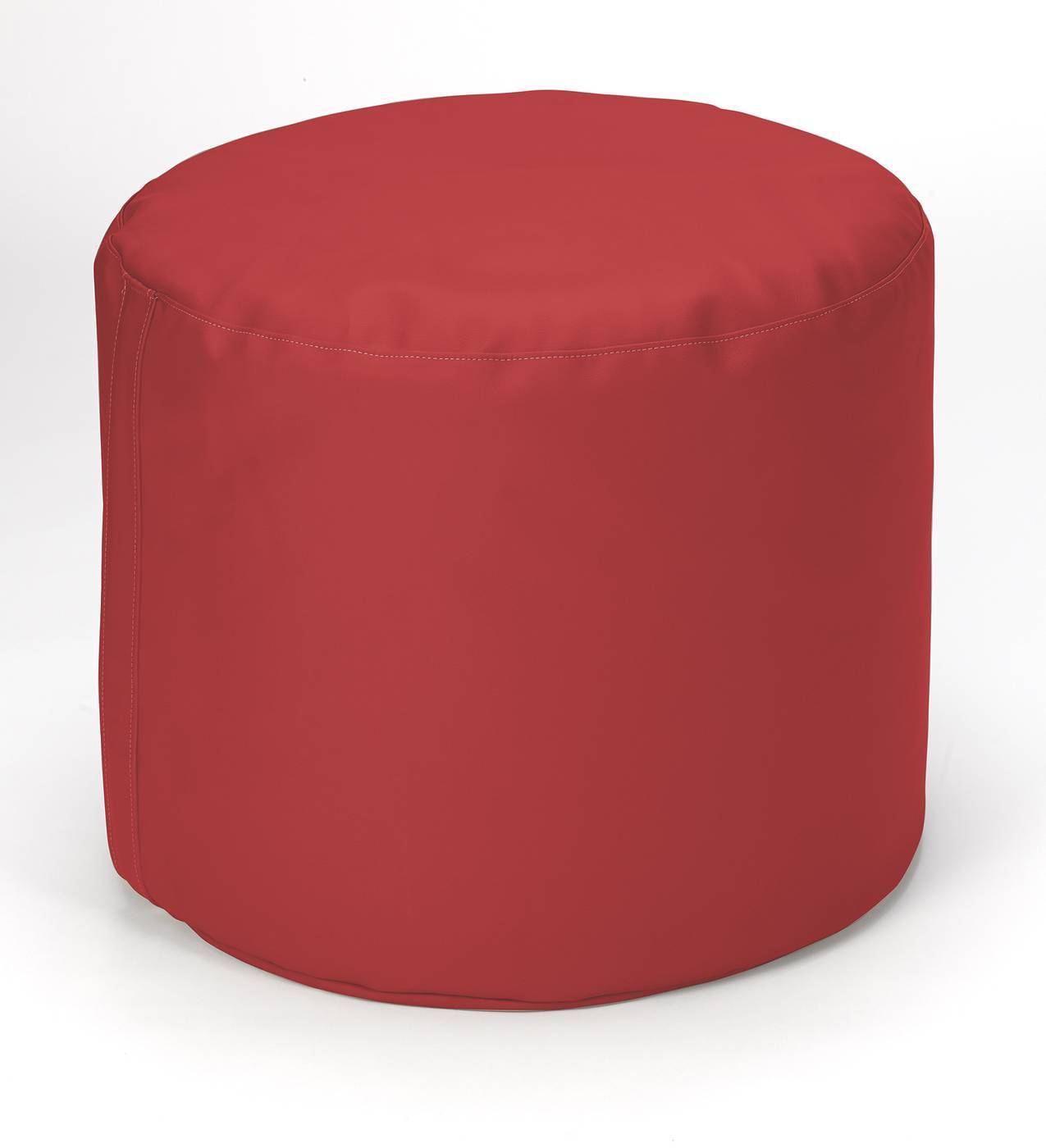 Pouf redondo para habitación juvenil, tapizado en polipiel de alta calidad color rojo