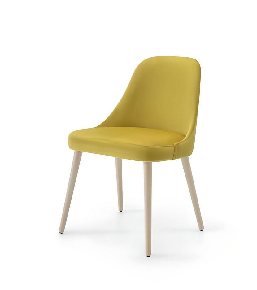 Butaca tapizada M-201 - Butaca/silla de comedor M-201, de madera de pino o de haya, con asiento y respaldo tapizado en varias telas.