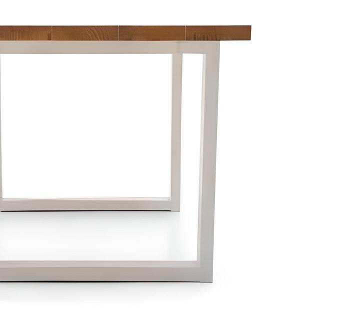 Mesa Enzo Patas Rectas - Mesa de comedor rectangular, con patas de madera de color blanco y tablero de madera maciza de 4 cm de grosor.