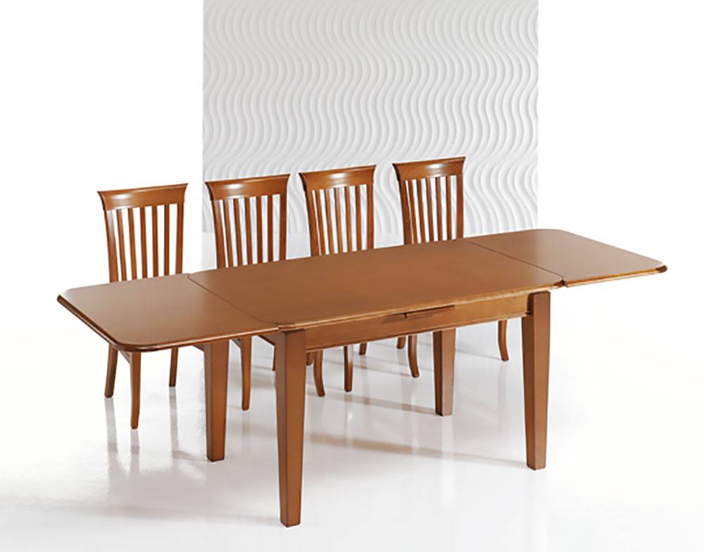 Mesa Patas Rectas Despuntadas - Mesa de comedor rectangular extensible, con patas despuntadas, fabricada de madera de pino maciza. Disponible en varios colores.