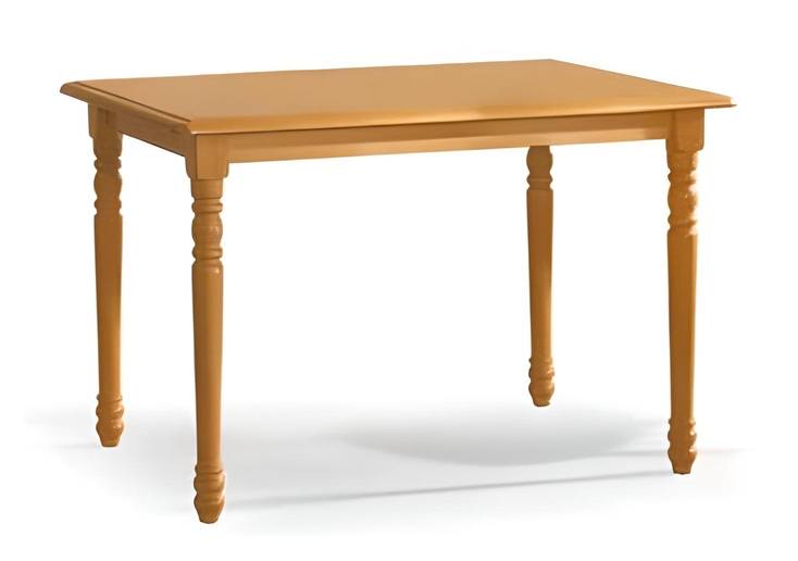 Mesa de comedor cuadrada o rectangular con patas torneadas. Fabricada de madera de pino maciza. Disponible varias medidas.
