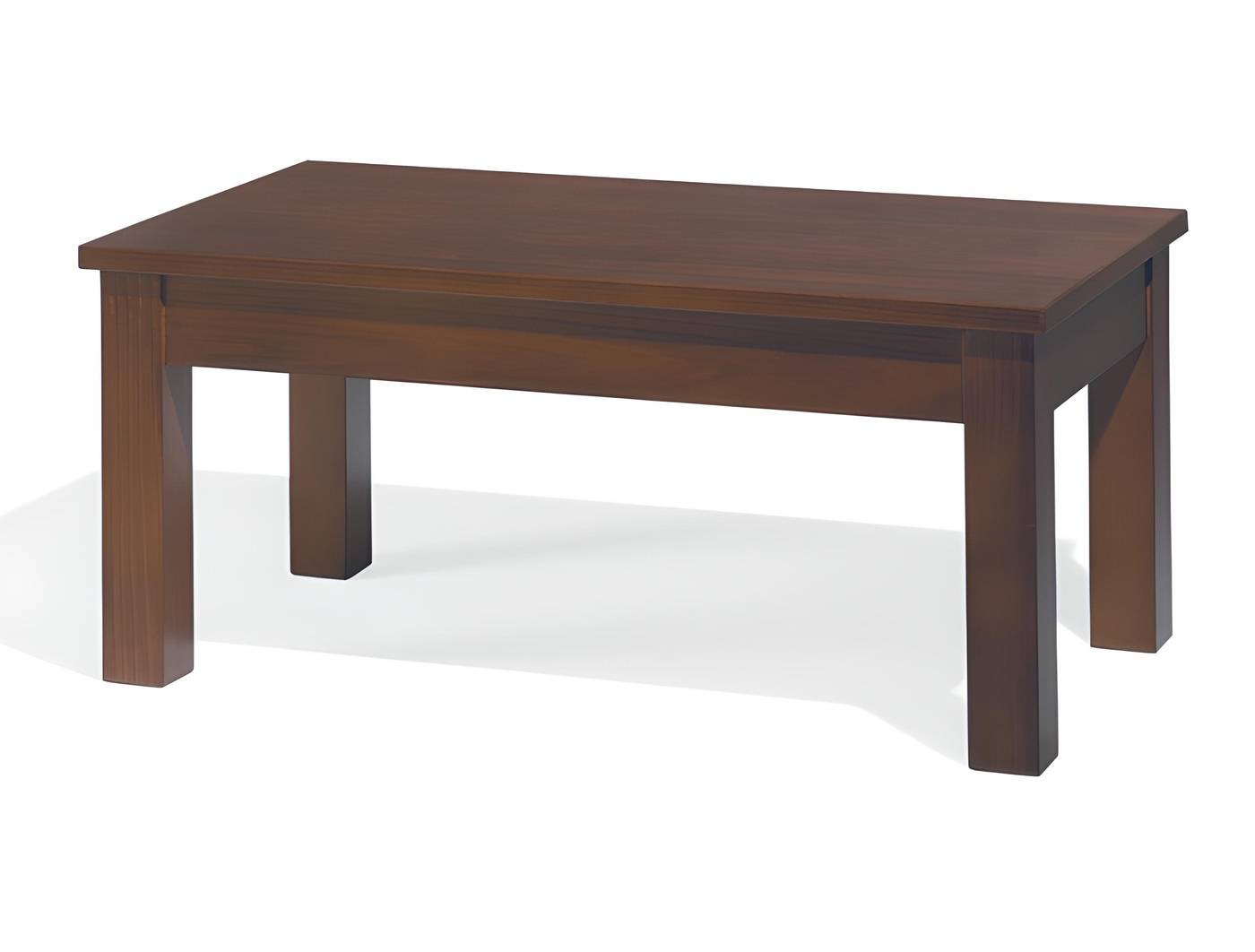 Mesa de centro rectangular, con patas rectas. Fabricada de madera de pino maciza en varios colores.