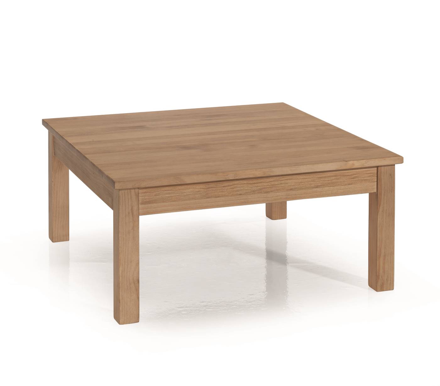 Mesa de centro cuadrada, con patas rectas de madera. Fabricada de madera de pino maciza en varios colores.