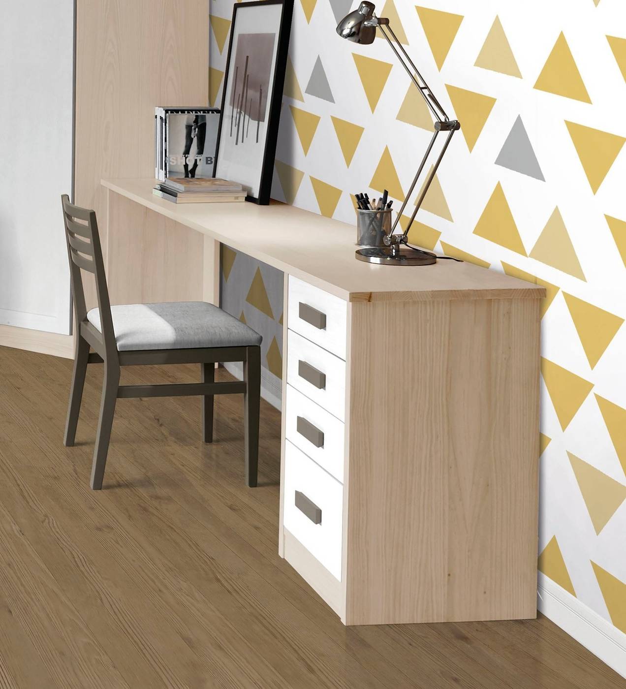 Pata Escritorio Recta - Pata recta rinconera de escritorio de madera maciza. Disponible en una amplia variedad de colores.