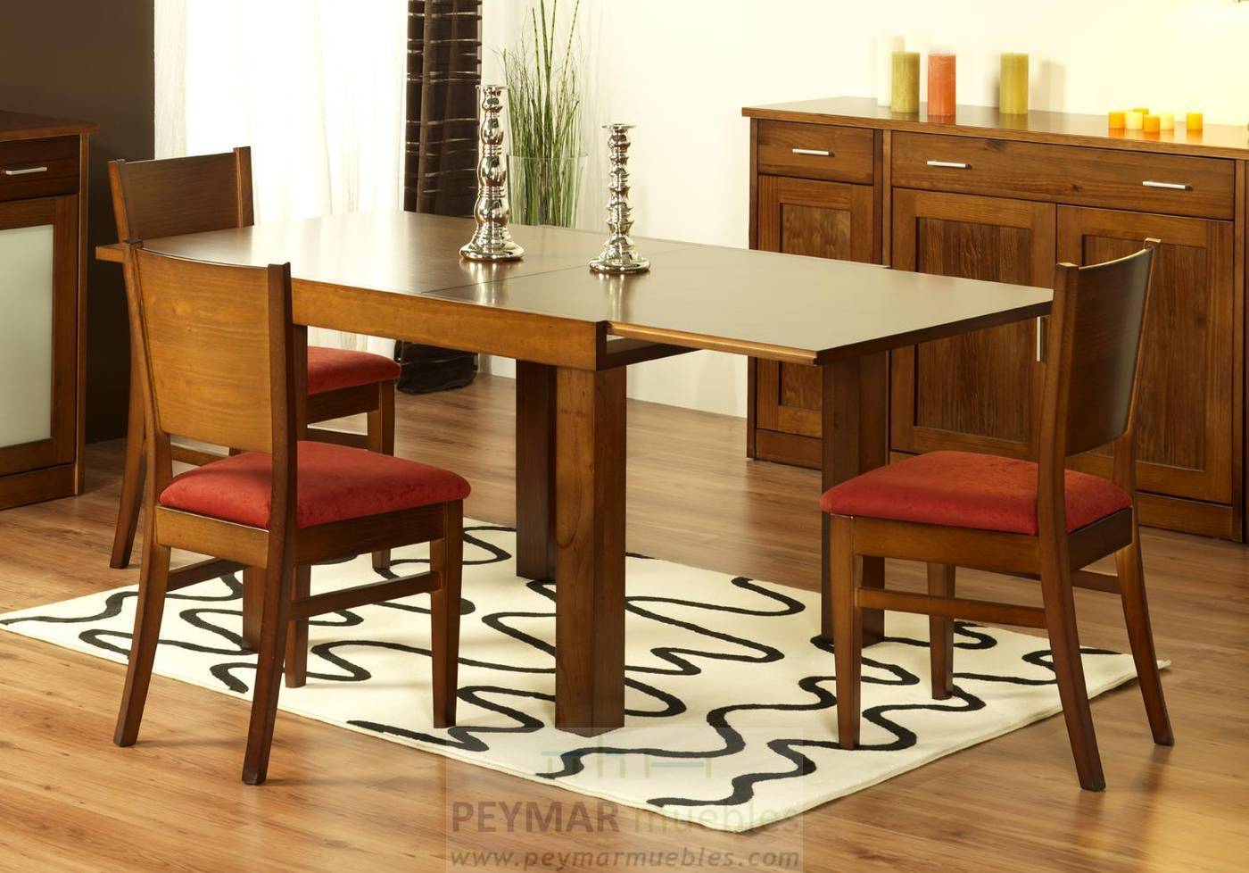 Mesa Nova Libro - Mesa estirable de comedor cuadrada (de 90 cm) o rectangular (de 120 cm), de madera de pino maciza. Disponible en varios colores.