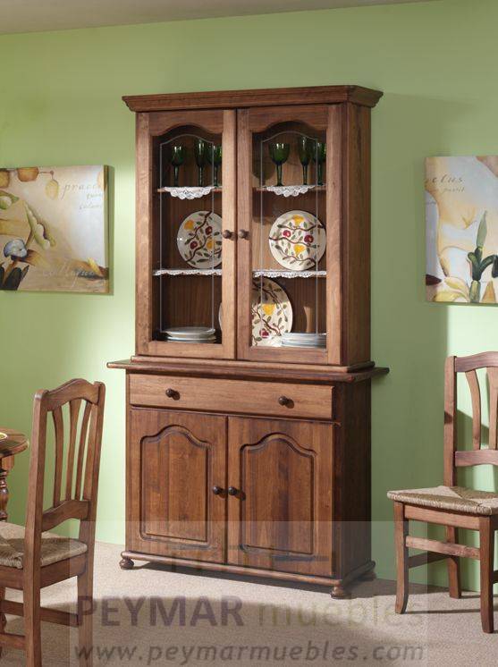 Vitrina Provenzal 2 Puertas - Vitrina estilo provenzal de madera maciza, con dos puertas de cristal