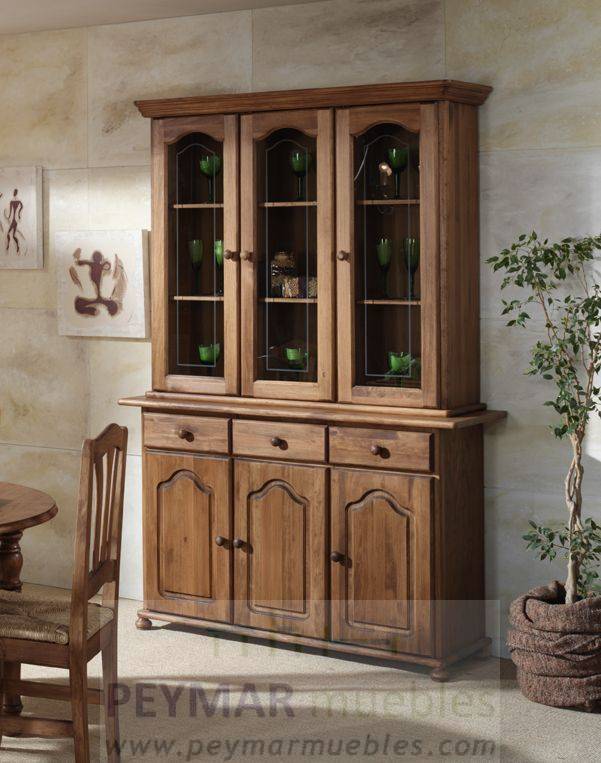 Aparador Provenzal 3 Puertas - Aparador estilo provenzal de tres puertas y tres cajones, de madera maciza