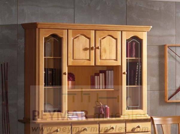 Librería estilo provenzal de madera maciza, con dos puertas de madera y 1 o 2 puertas de cristal