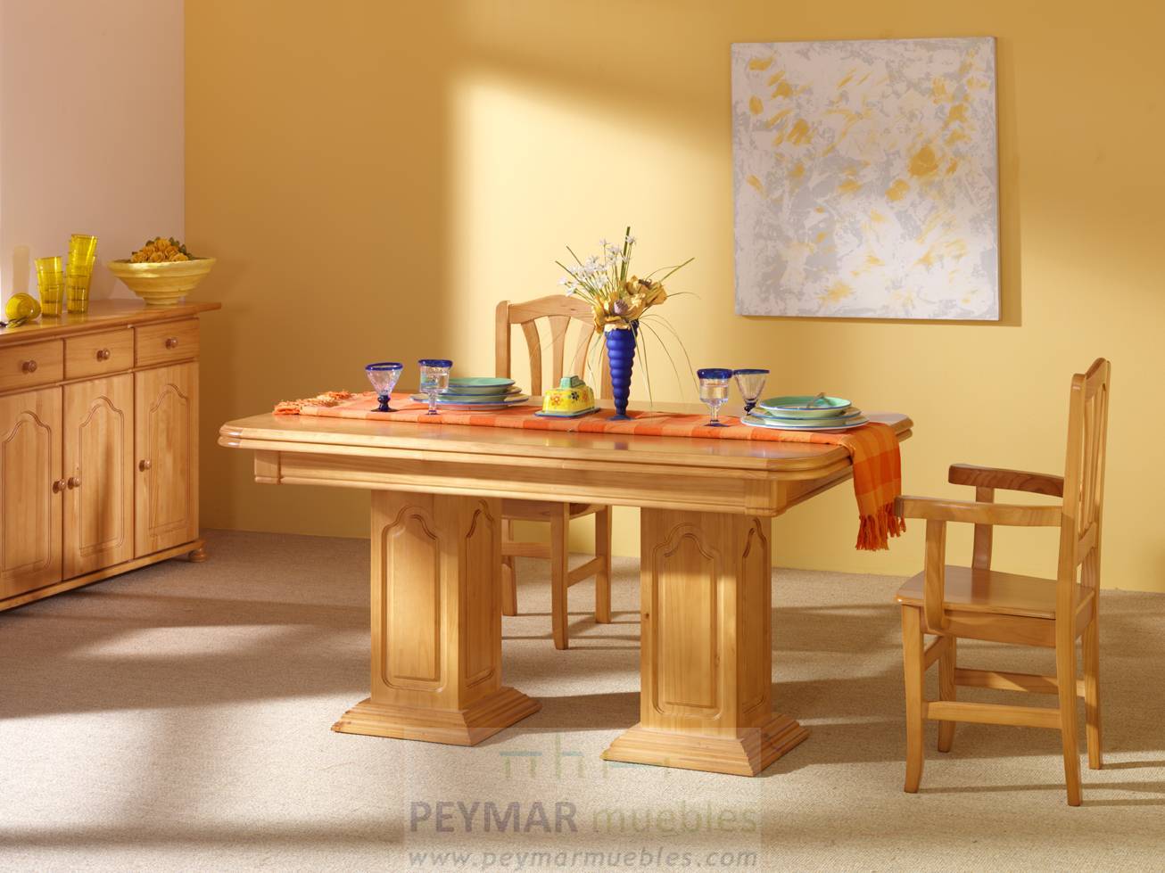 Mesa de comedor extensible madera pino